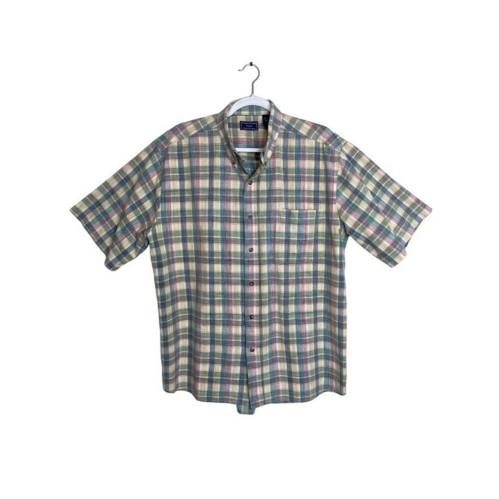 Susquehanna Trail Outfitters Plaid Multicolor Pastel Shirt 100% Cotton Men L